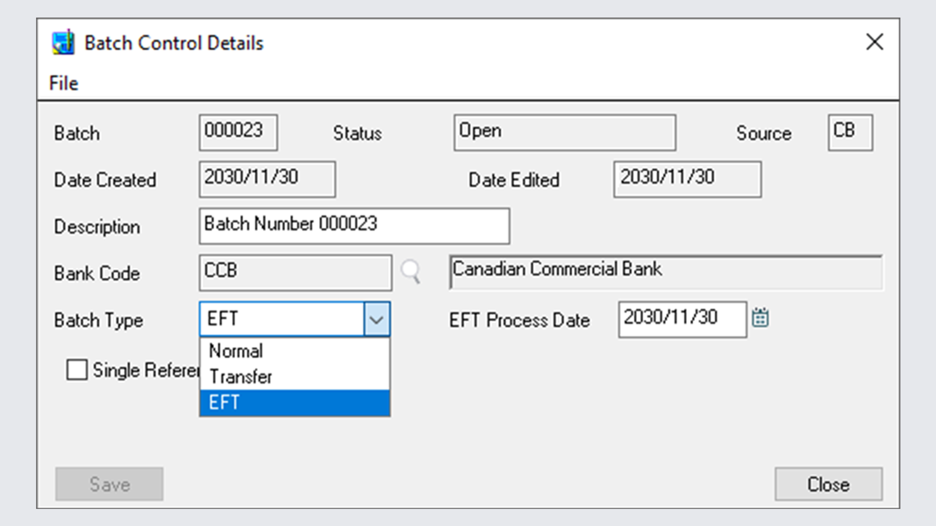 EFTXpress Process Date Stamp