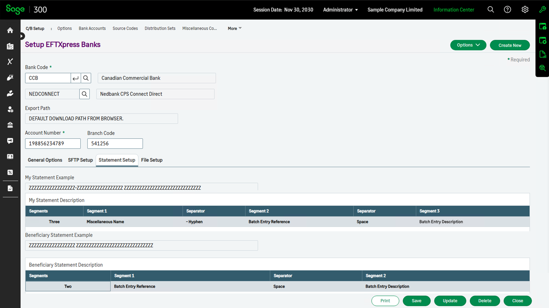 EFTXpress Bank Setup