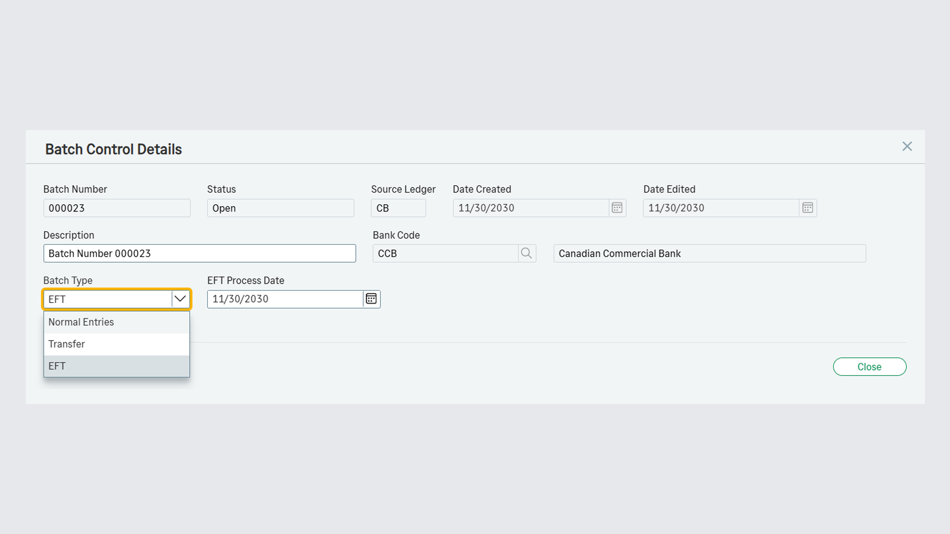 EFTXpress Process Date Stamp