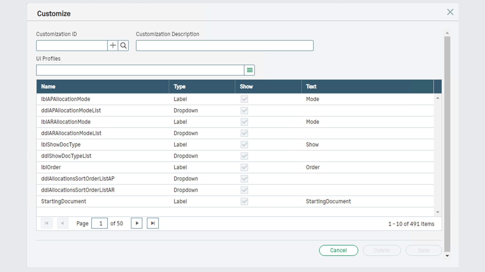 Customize Forms