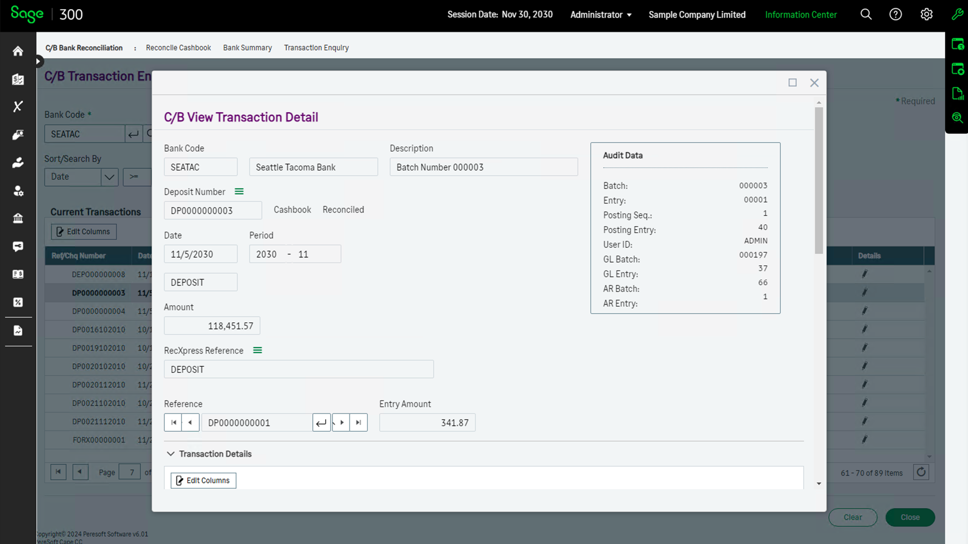 Zoom Into Cheques and Deposits