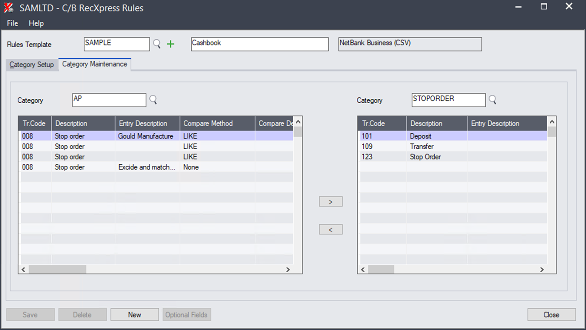 Category Maintenance