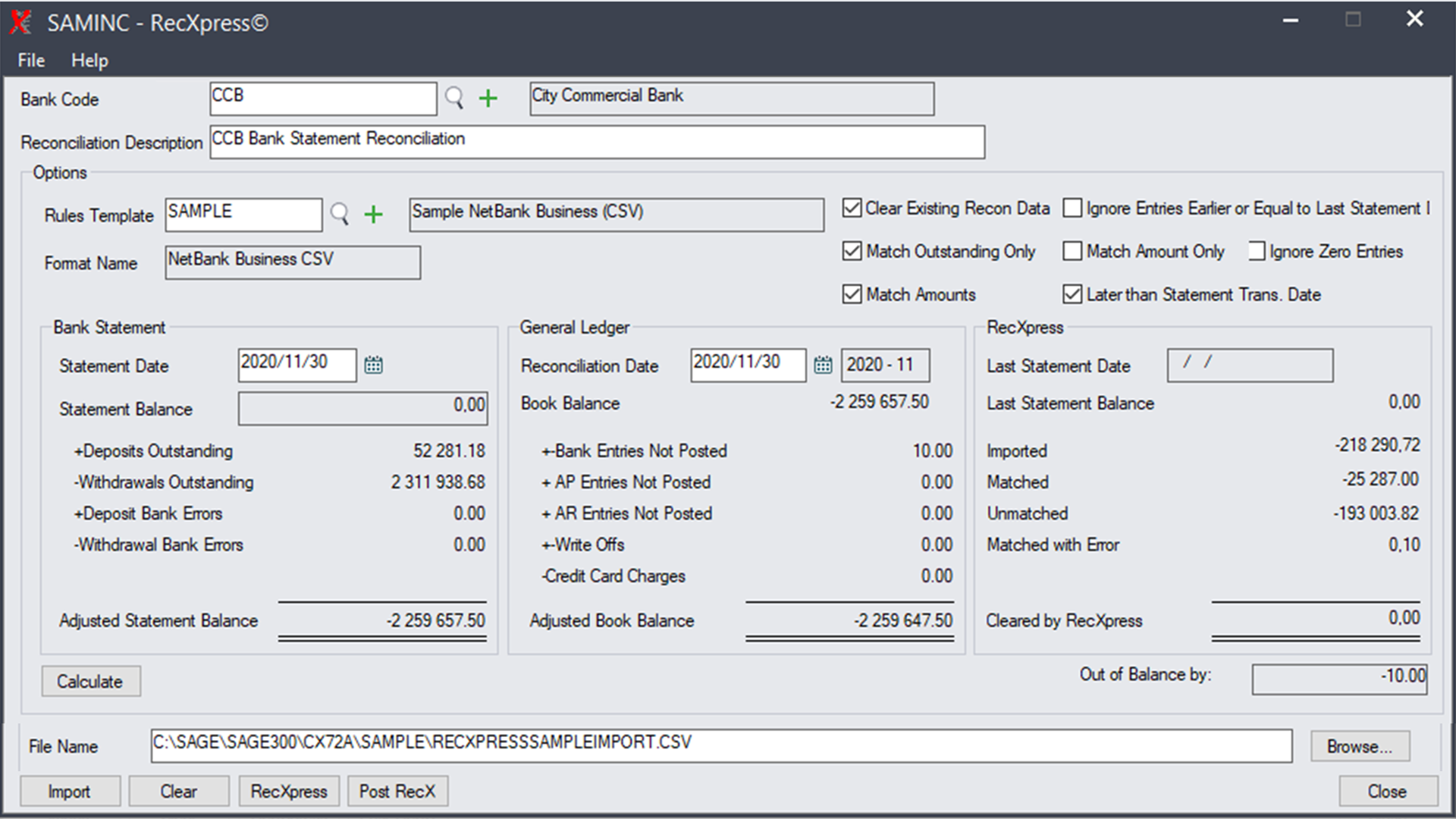 Calculates Bank Balance