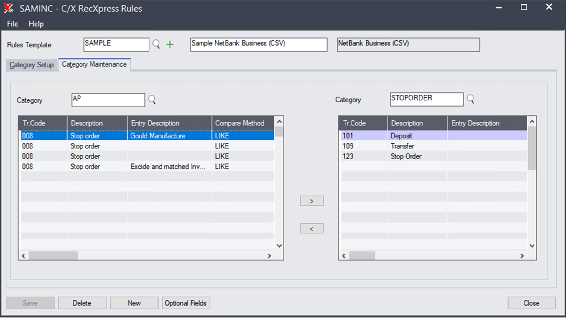 Category Maintenance