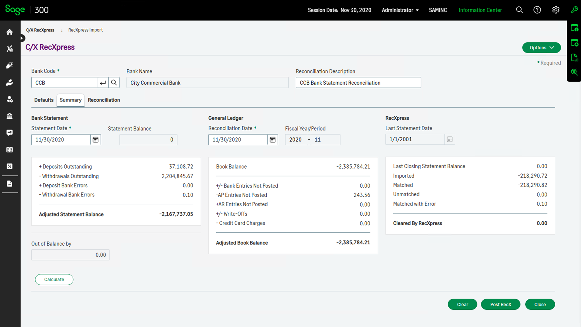 Completed Reconciliation