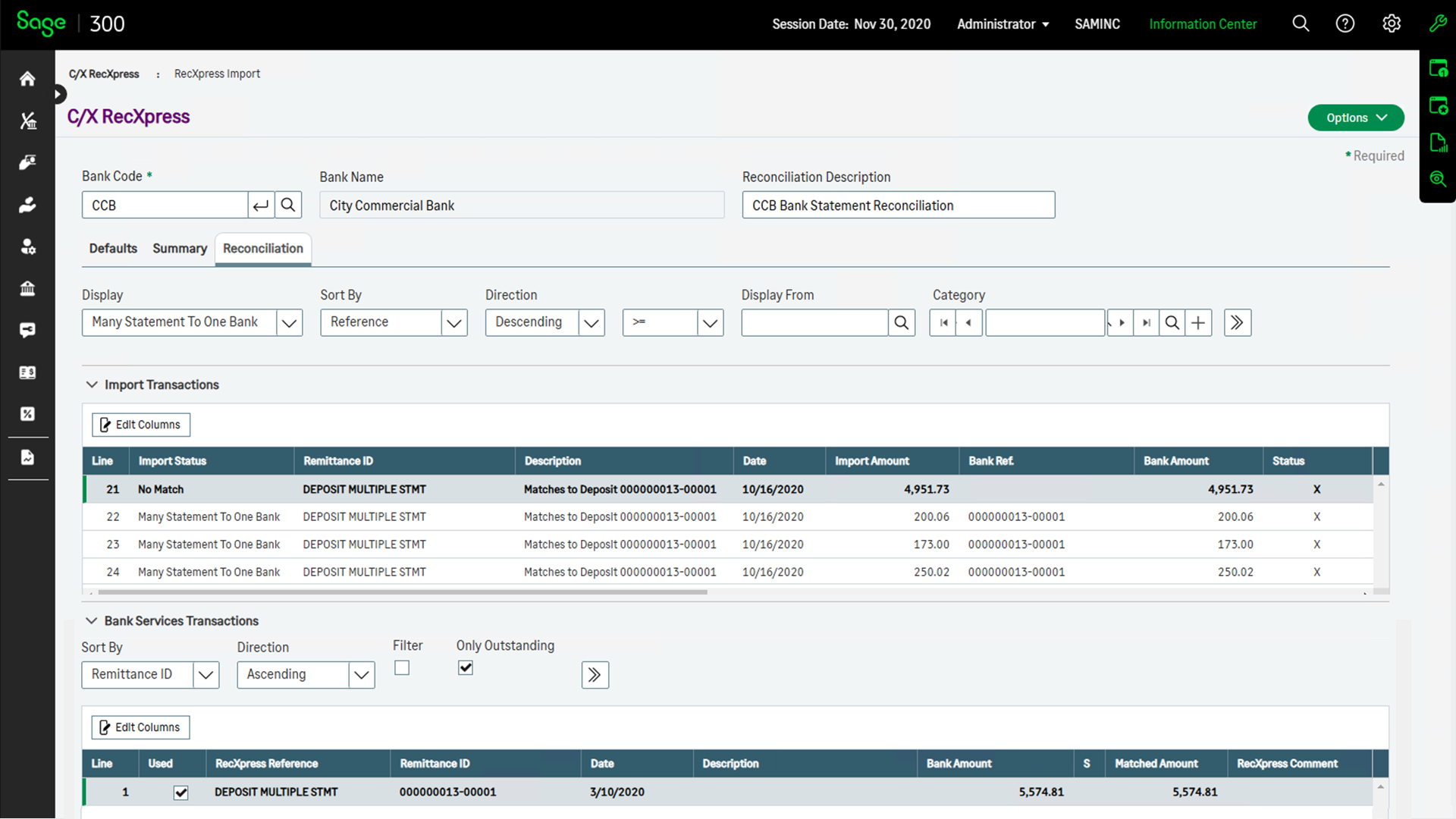 Many Statement to One Bank