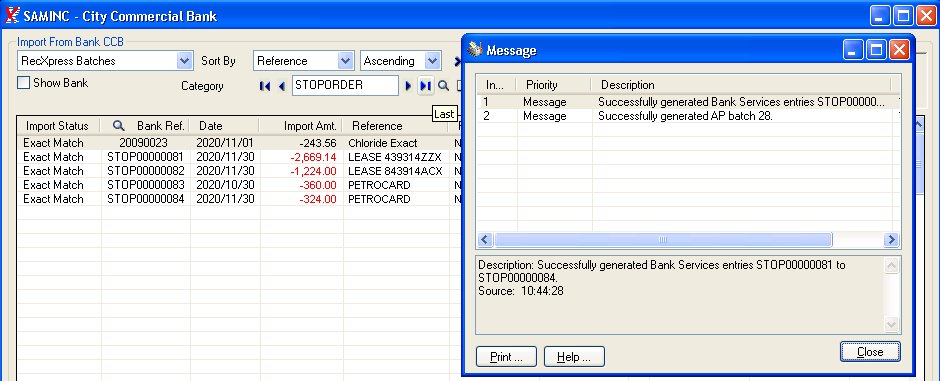 Generate Entries in AP, AR and BK